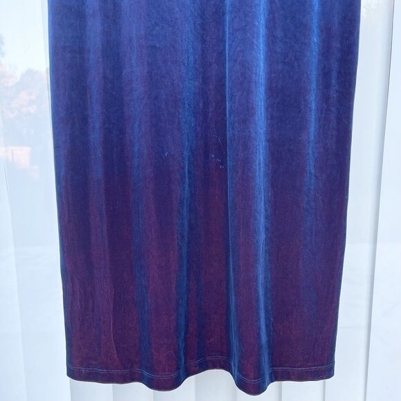 Vintage Molly Malloy Blue Cross Velvet Dress Size 6 Pink Iridescent Short Sleeve - Picture 4 of 12